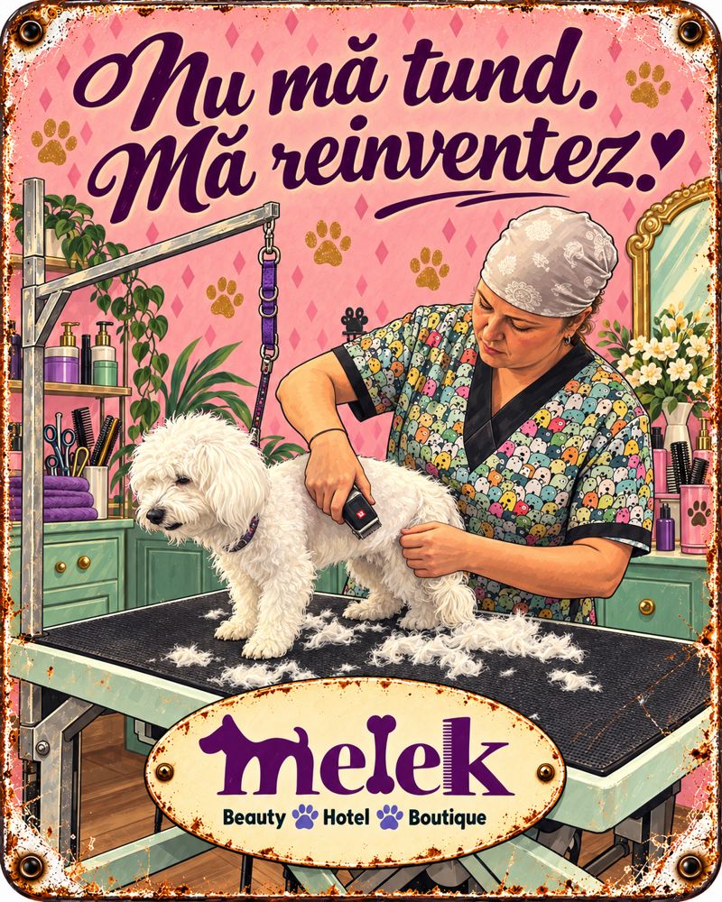 Afiș retro Melek: Nu mă tund. Mă reinventez.
